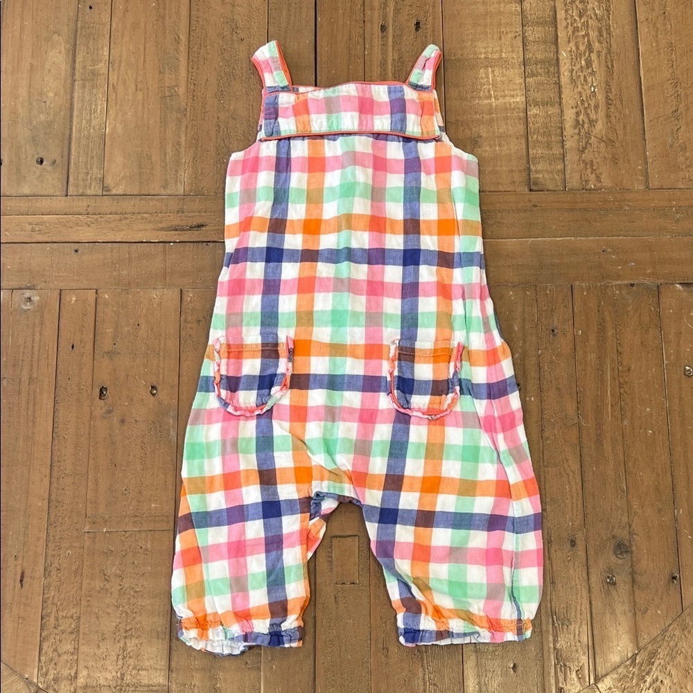 Baby Boden Multicolor Plaid Overalls romper cropped 2-3 years